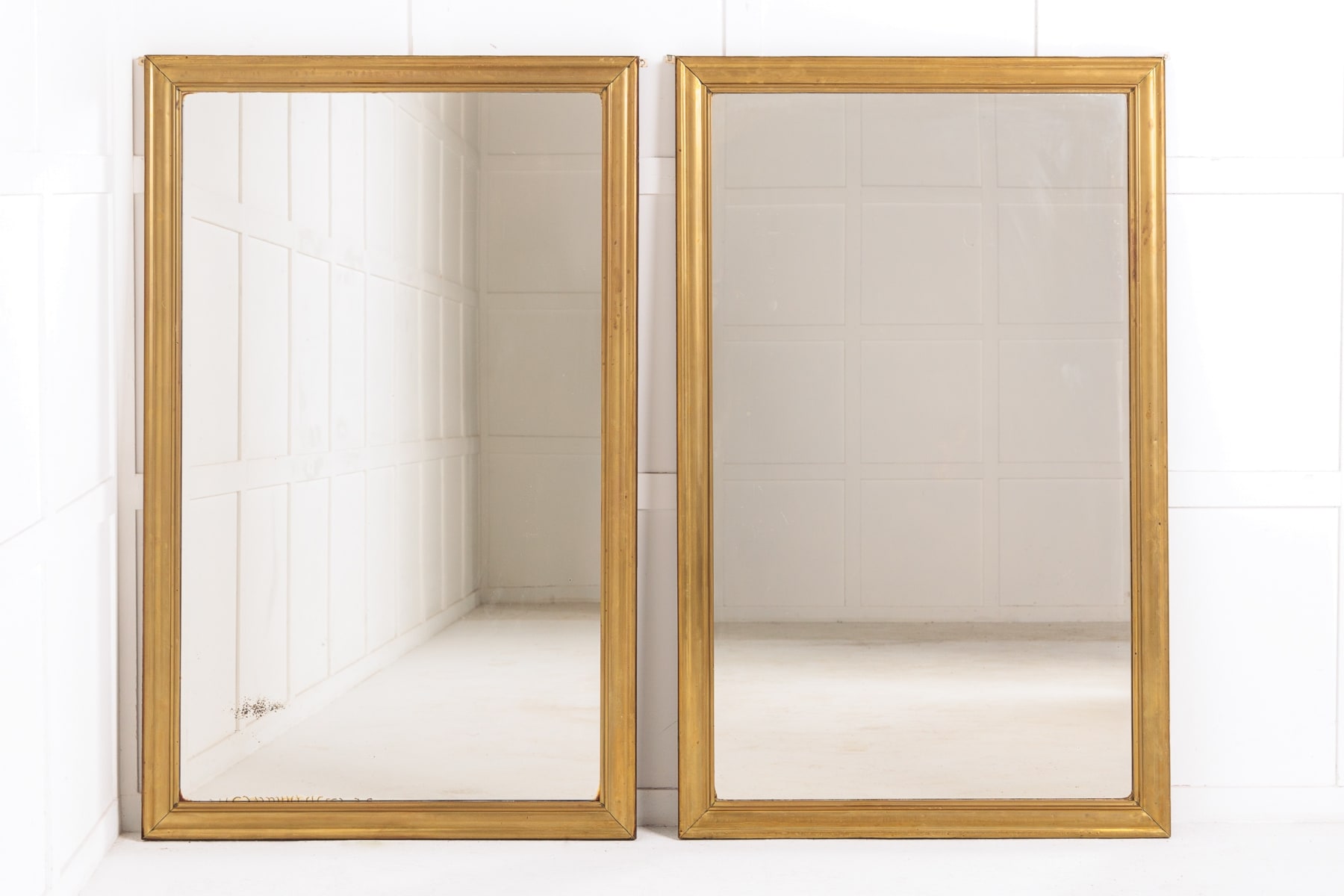 Pair of 19th Century French Brass Bistro Mirrors