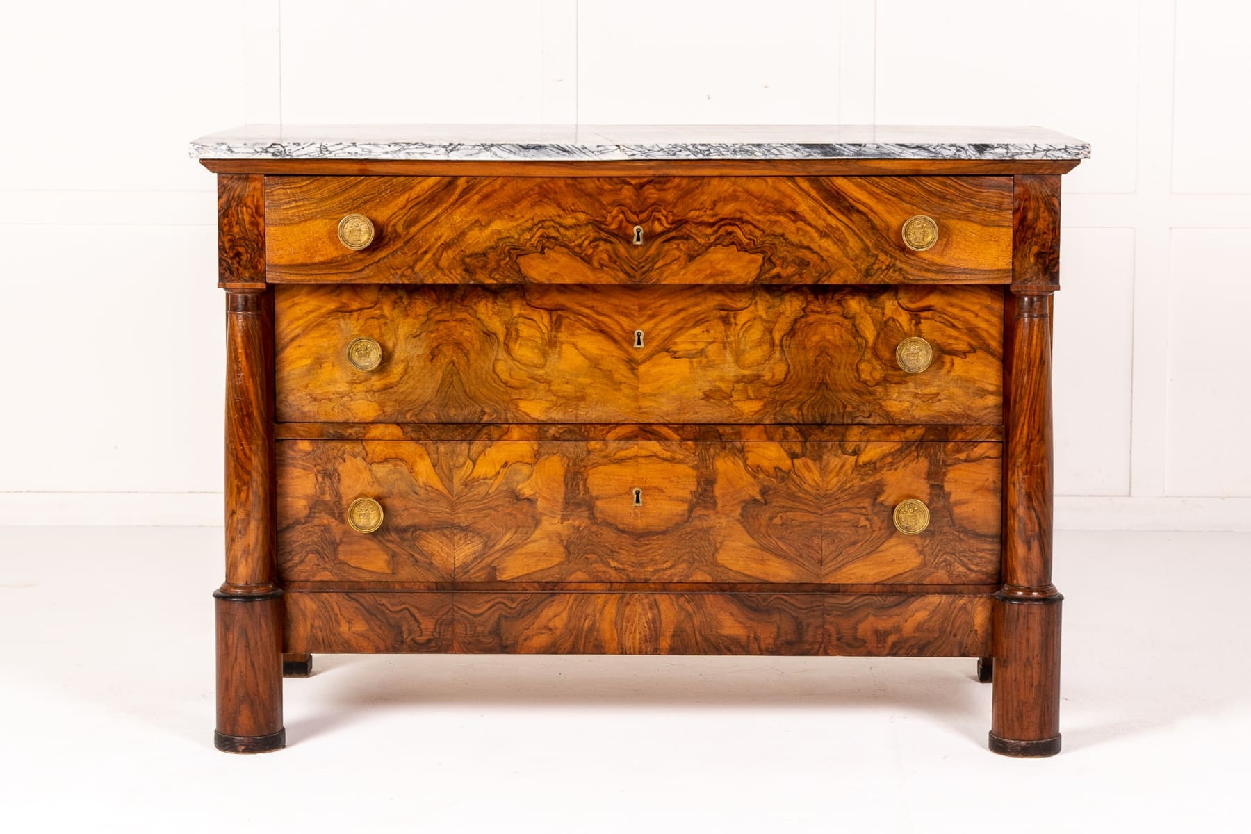 19th Century French Walnut Commode with Marble Top