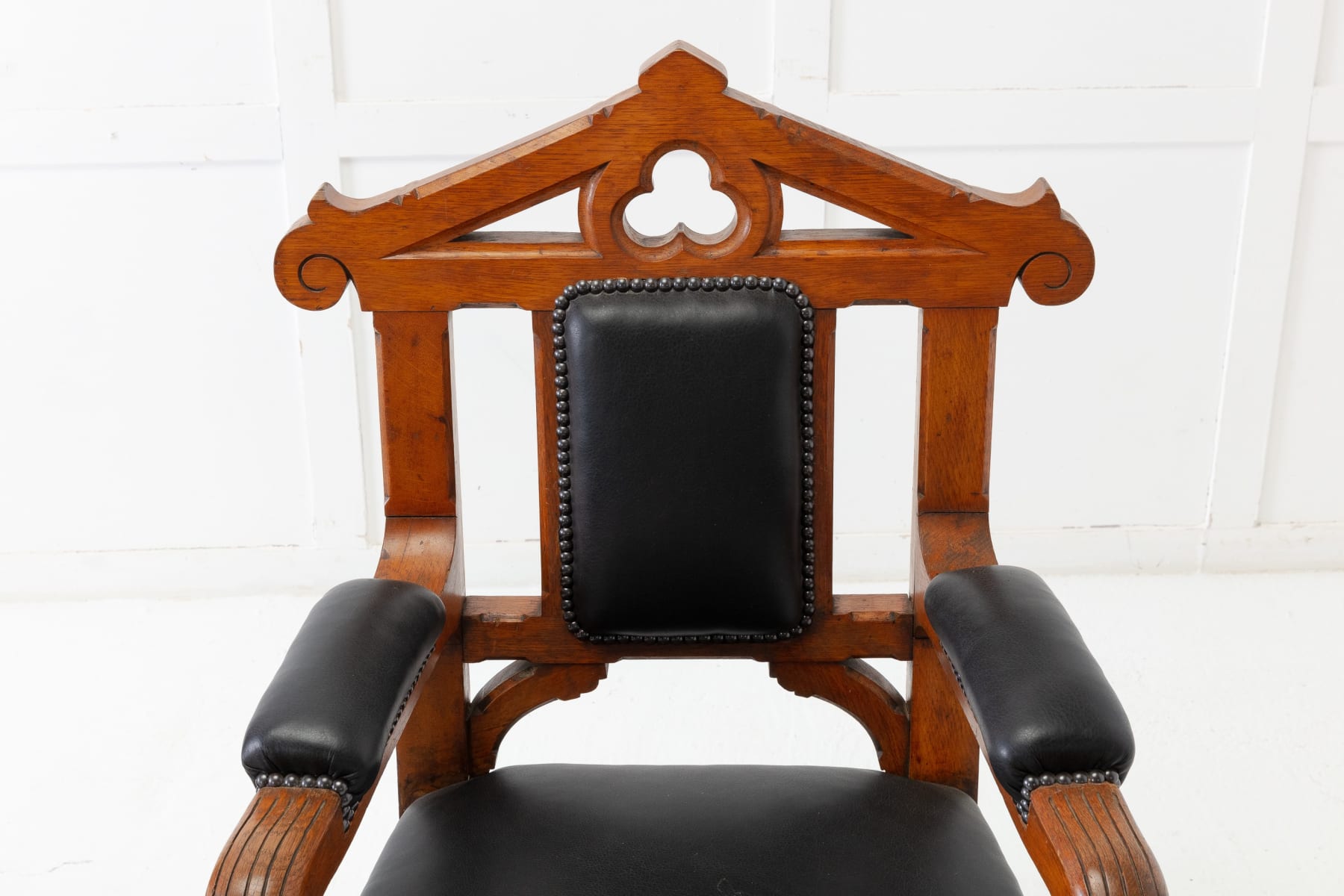Late 19th Century Pair of Gothic Oak Armchairs