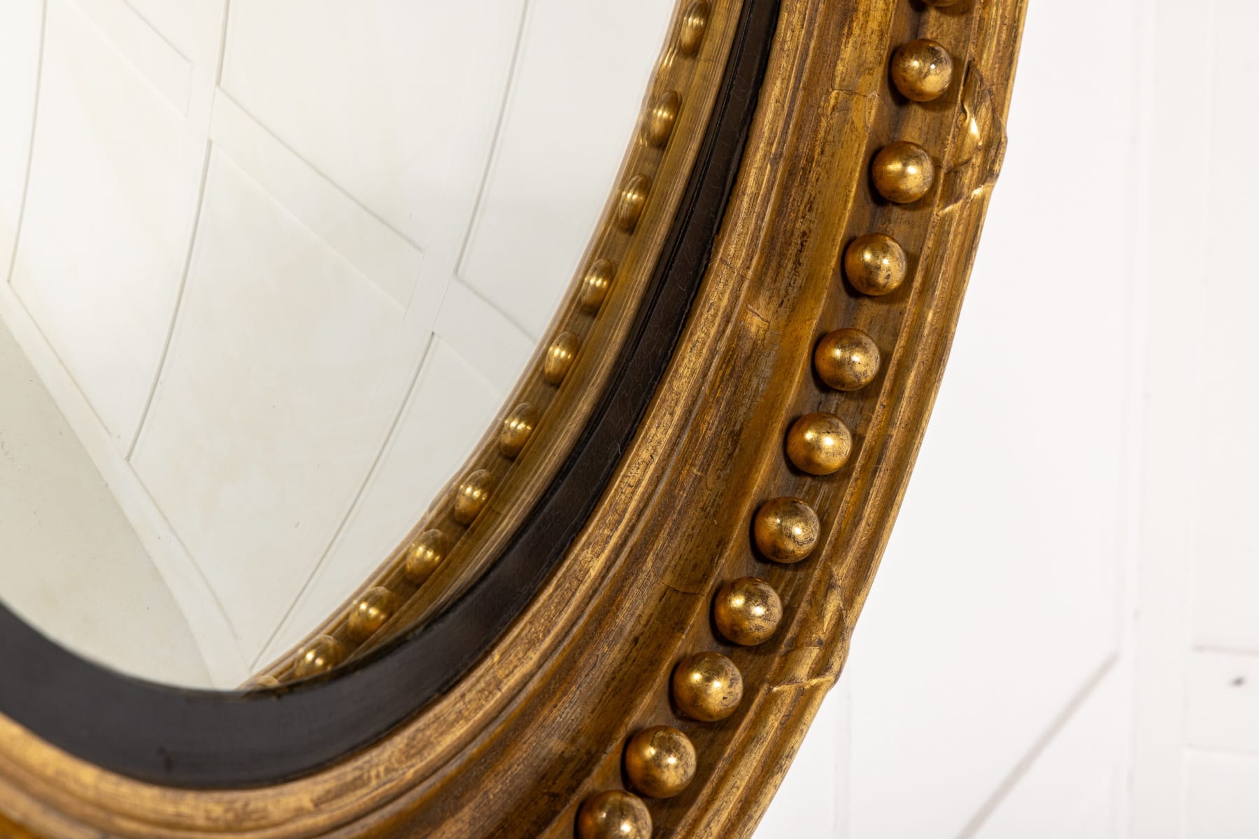 Large 19th Century English Regency Convex Mirror