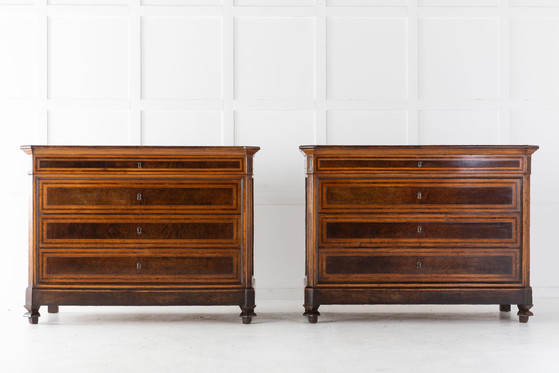 SOLD, Pair of 18th Century Italian Walnut Commodes