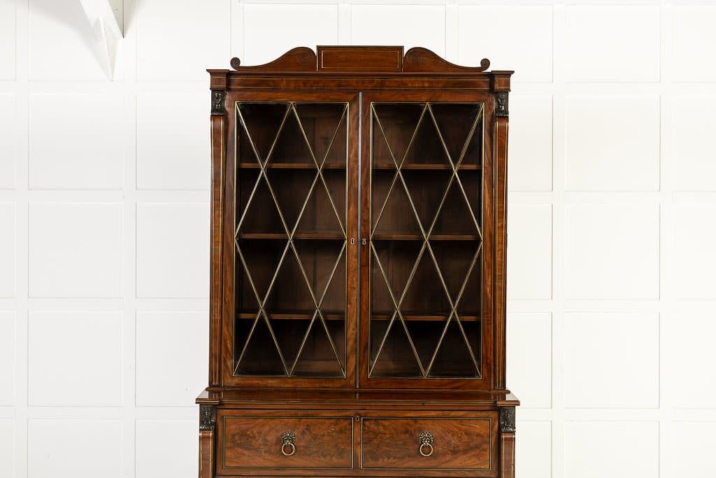 Grand Scale 19th Century English Regency Mahogany Secretaire Bookcase