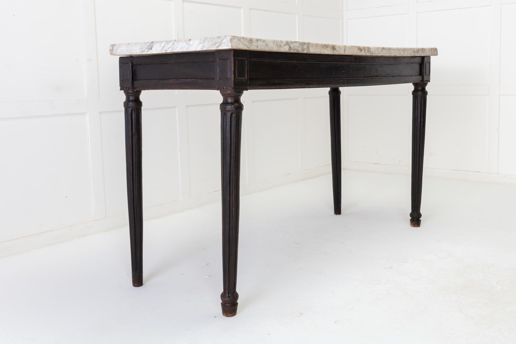 18th Century French Ebonised Console Table with Marble Top