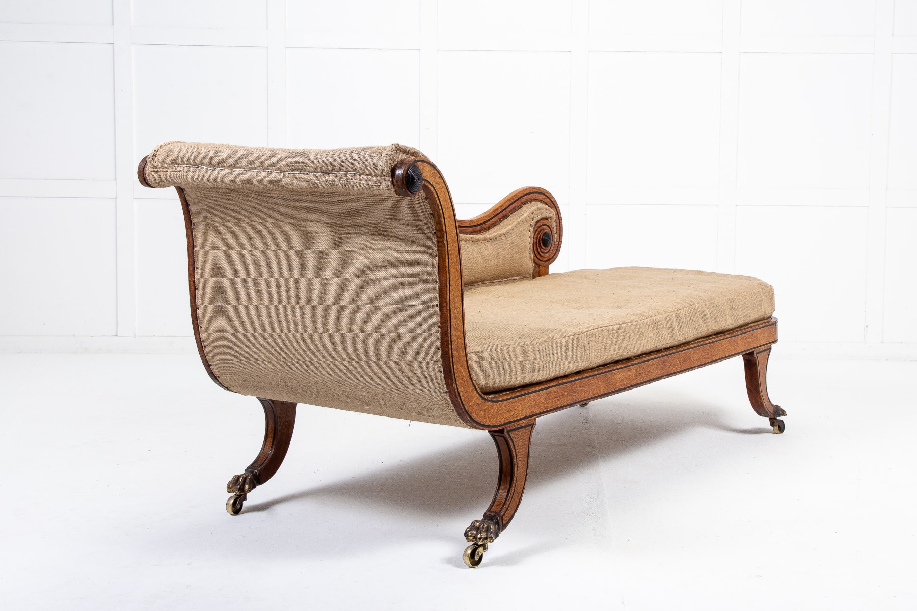 19th Century English Oak and Ebonised Inlay Chaise Longue