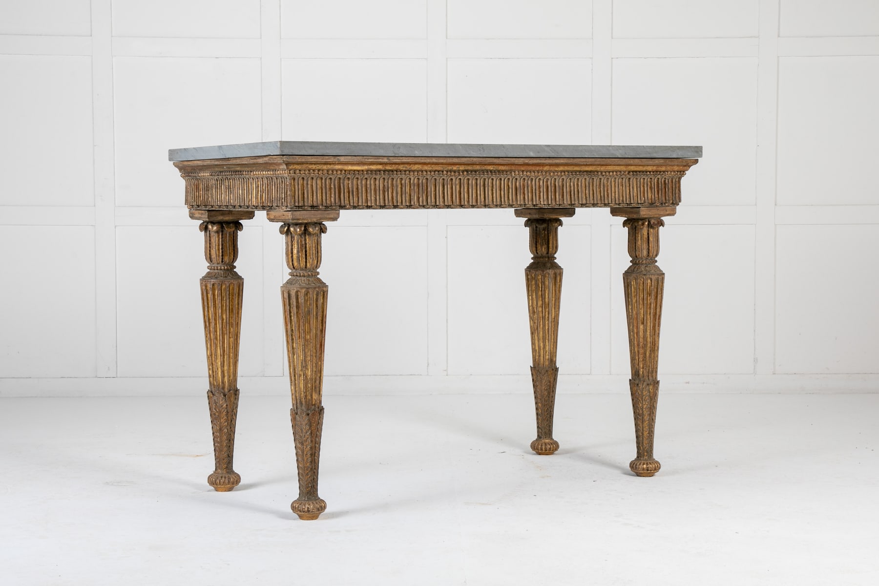 18th Century Italian Gilded Console Table with Marble Top