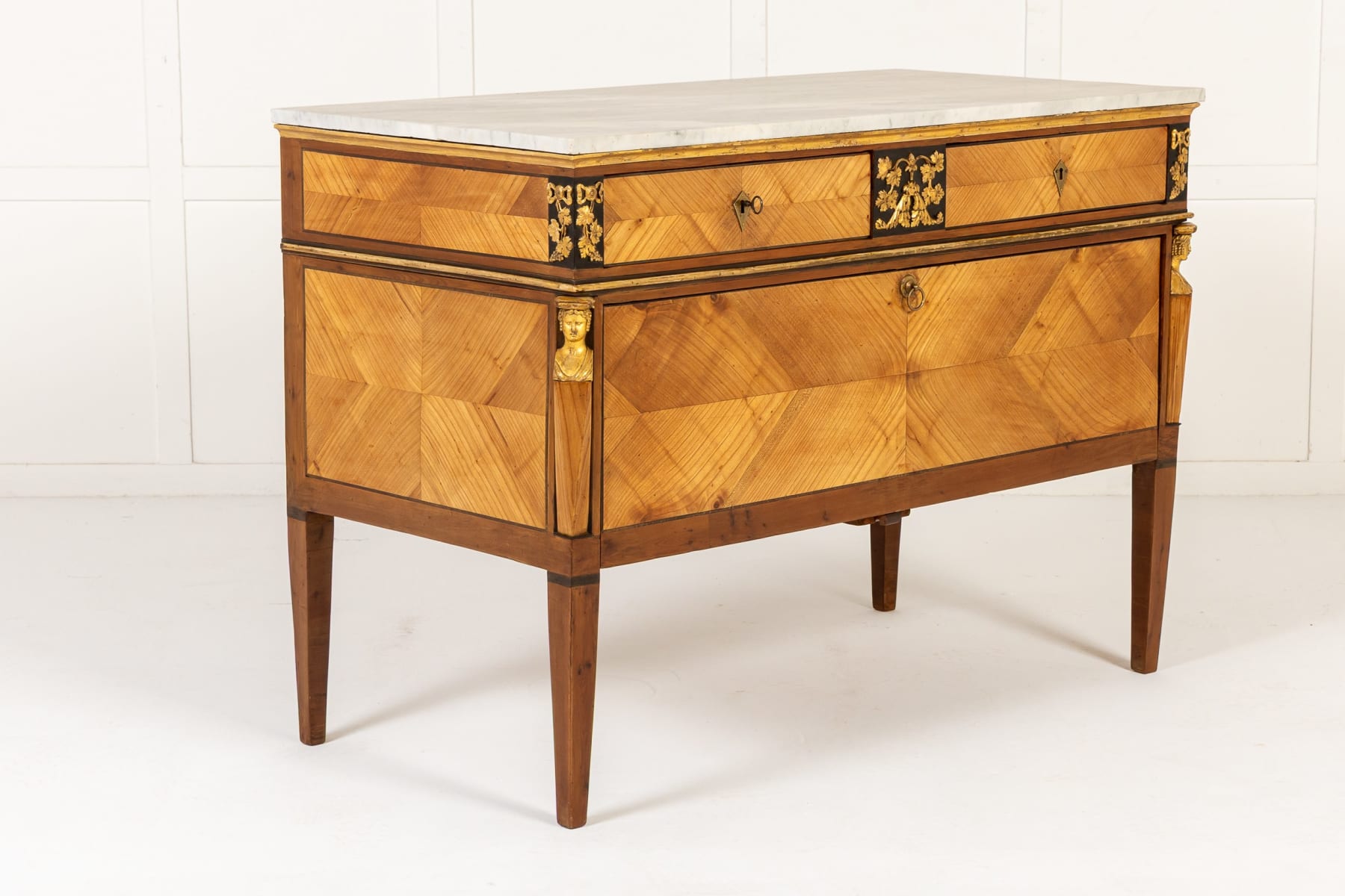 Pair of 18th Century Italian Yew and Cherrywood Commodes