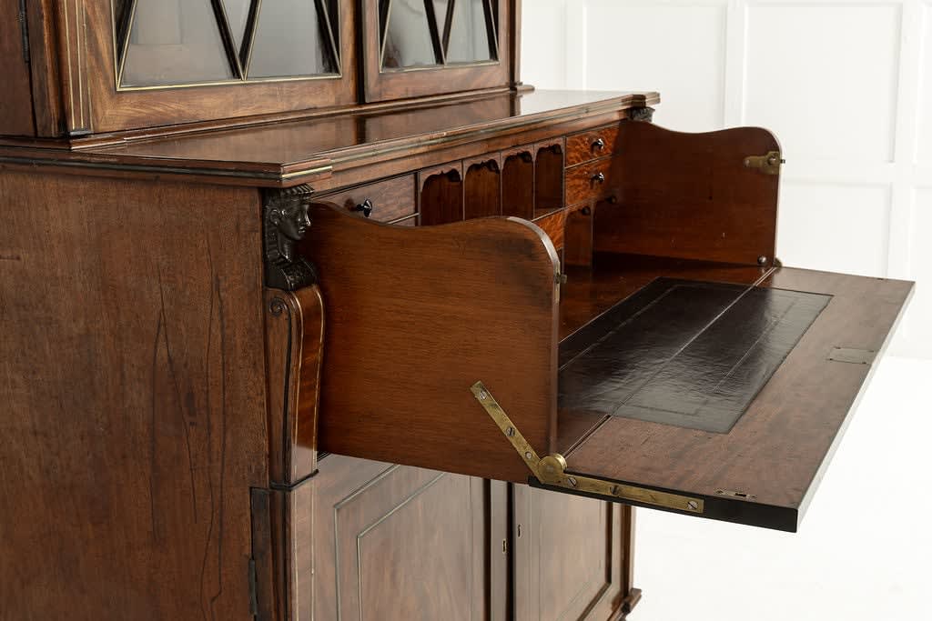 Grand Scale 19th Century English Regency Mahogany Secretaire Bookcase