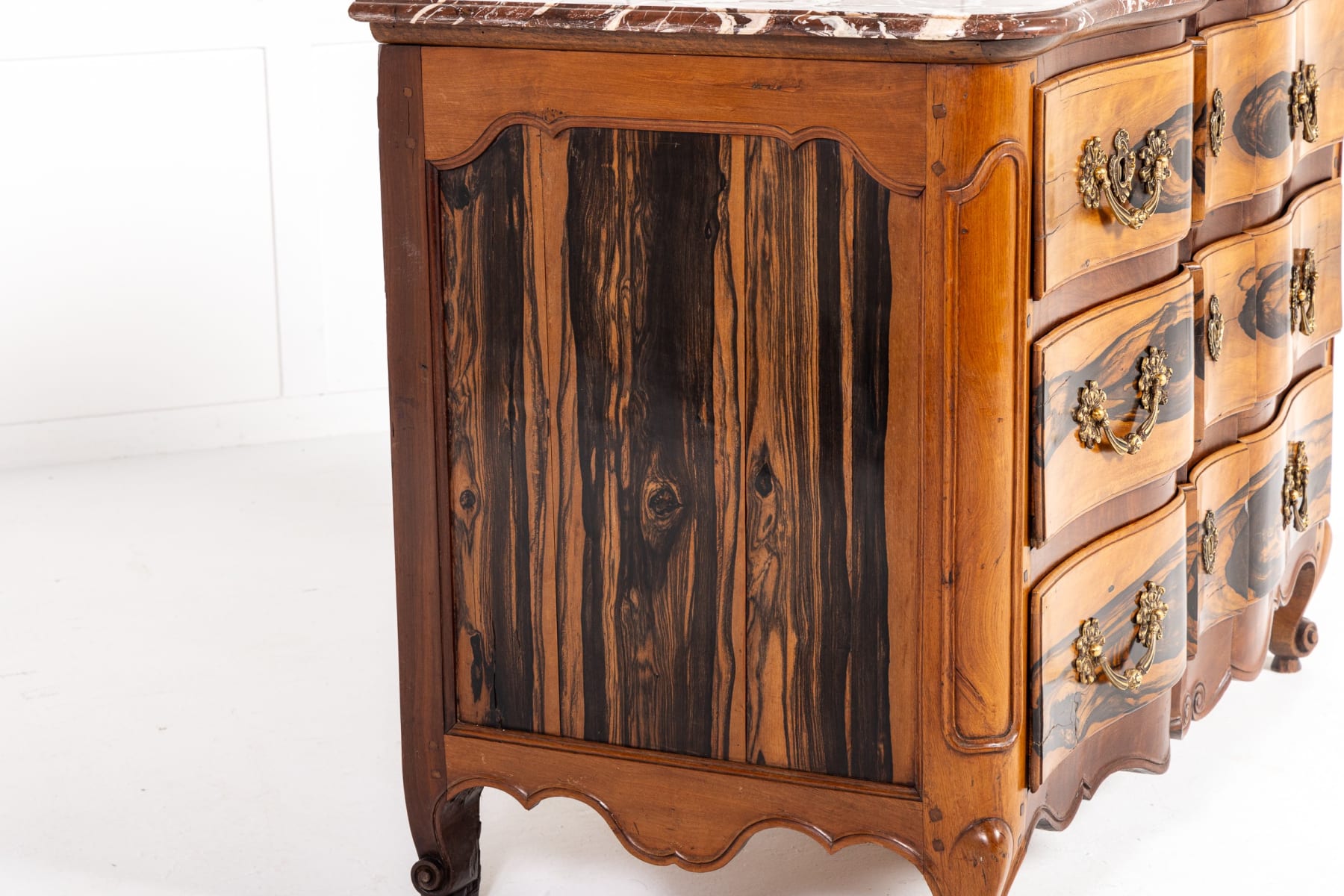 18th Century French Guaiac Wood and Walnut Commode