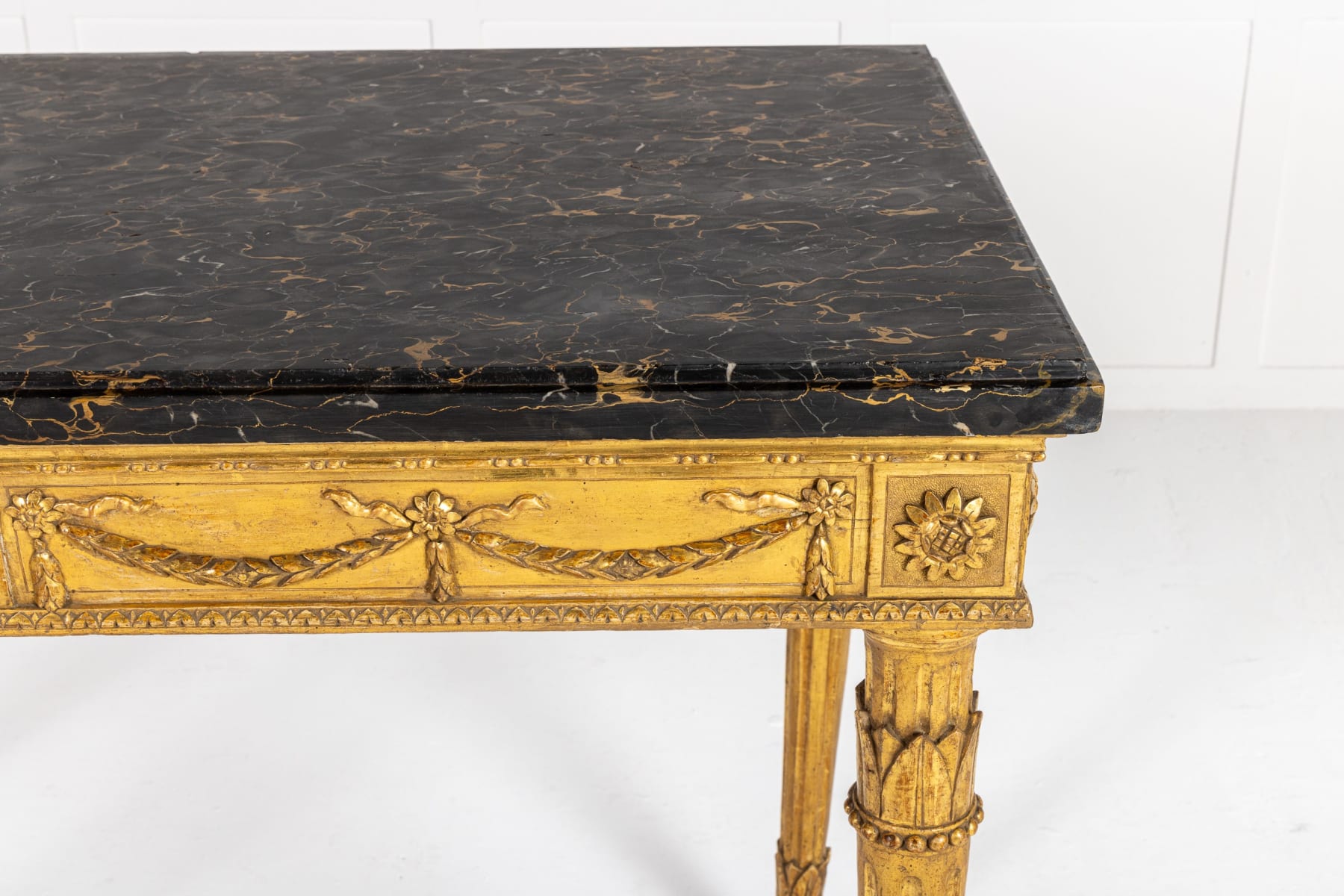 Late 18th Century Italian Giltwood Console Table with Marble Top