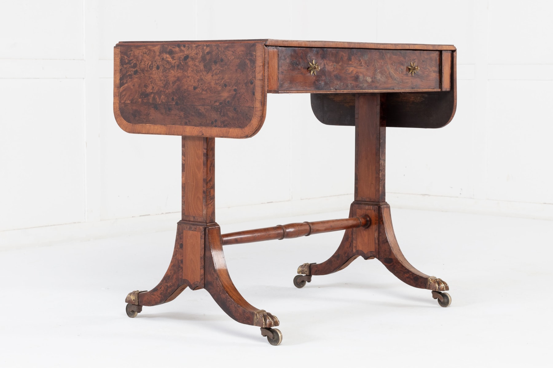 SOLD, 19th Century English Regency Burr Yew Sofa Table