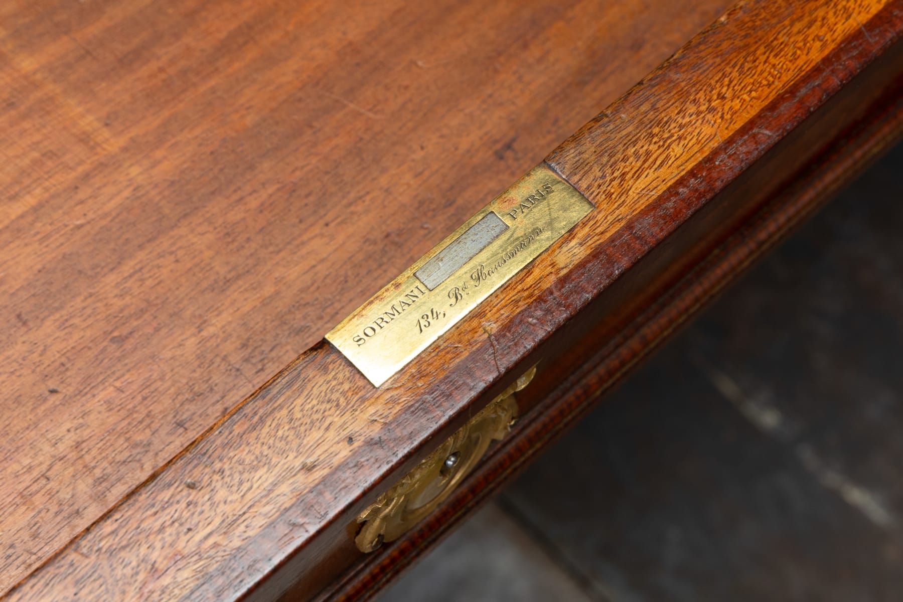 SOLD, Grand Scale Mahogany Bureau Plat by Paul Sormani