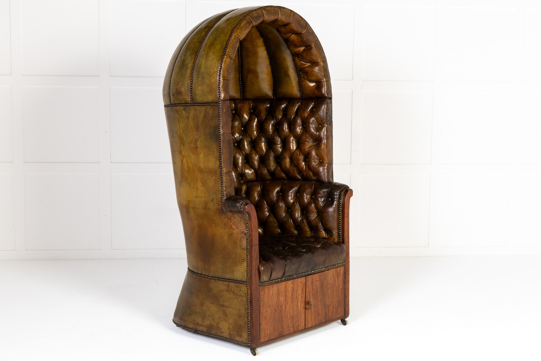 Large 18th Century English Leather Porters Chair