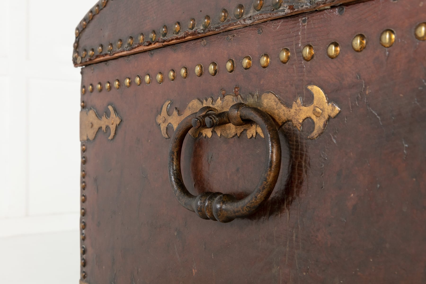 SOLD, 18th Century Leather Bound Spanish Trunk
