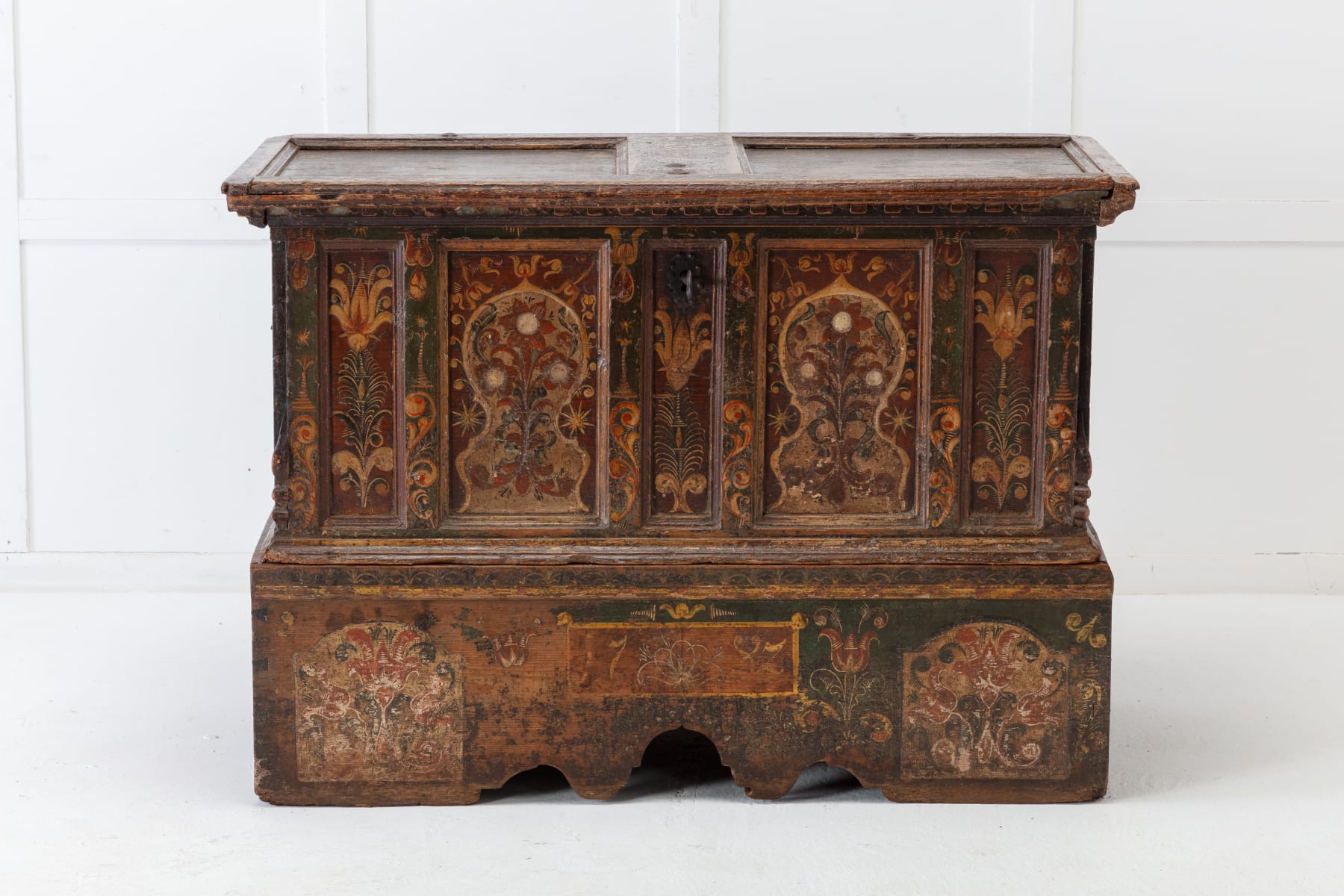 18th Century Painted Trunk on Stand