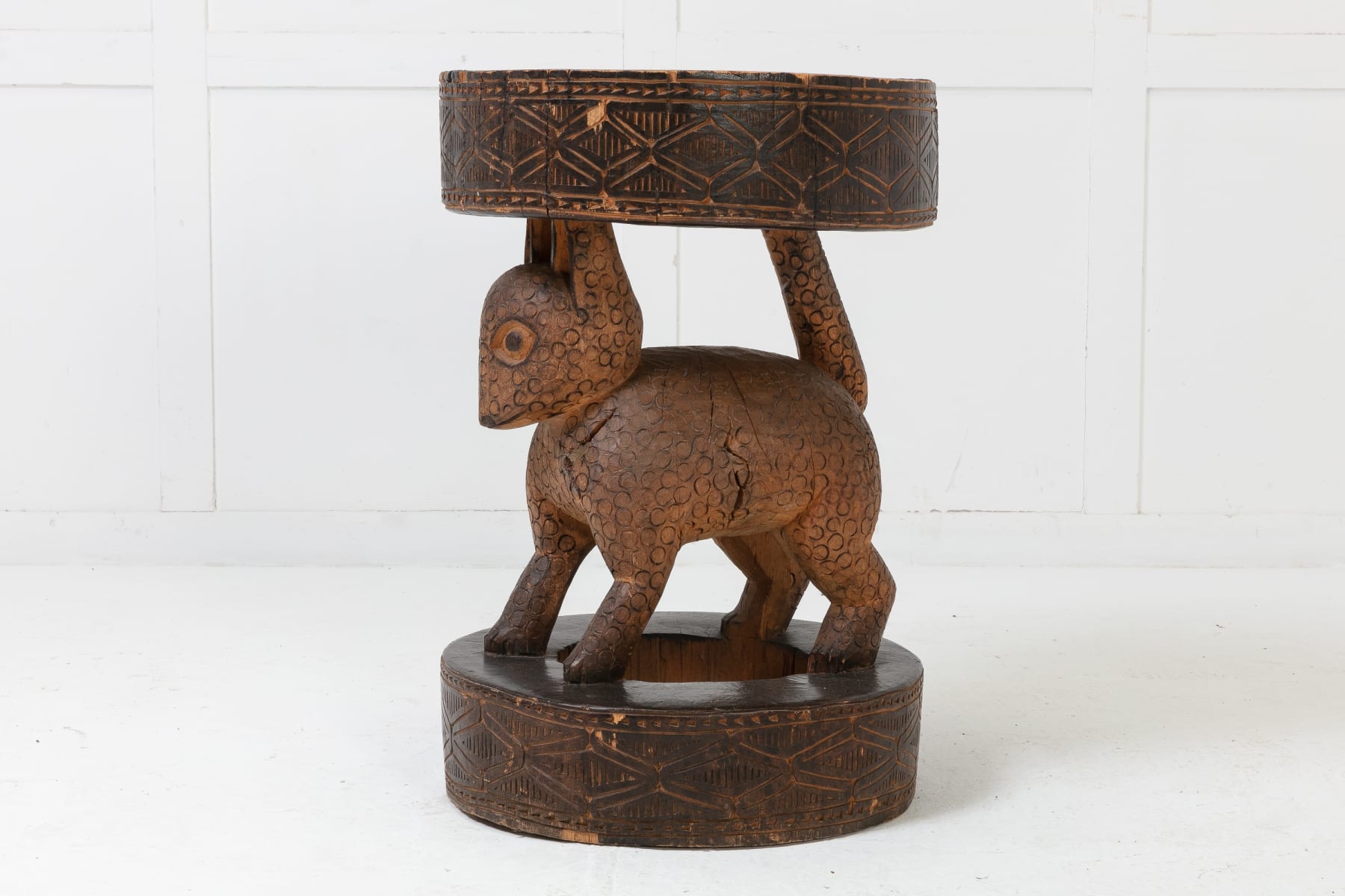 1960s African Carved Wood Side Table (at home)
