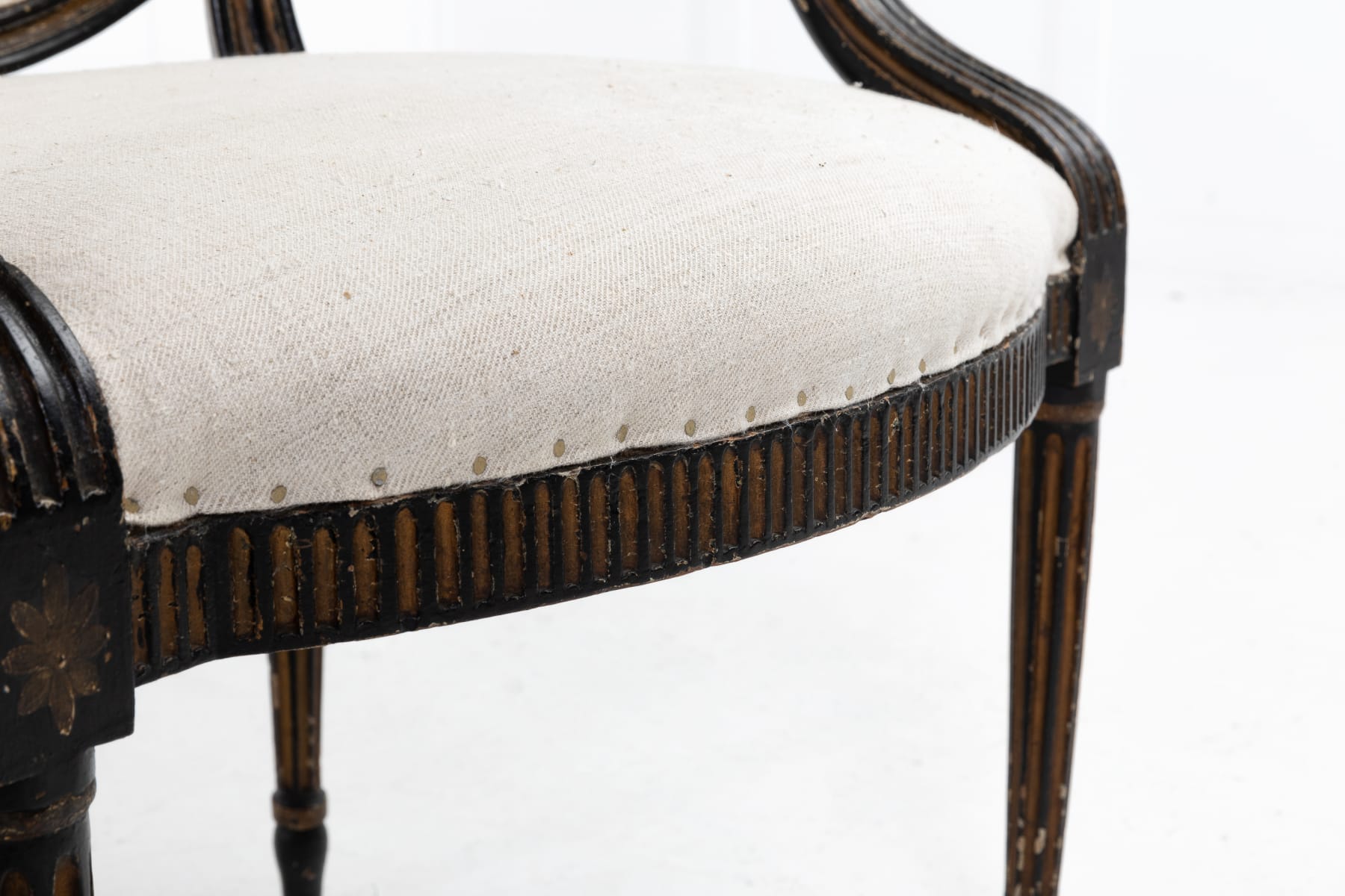 Pair of George III Painted and Gilt Armchairs