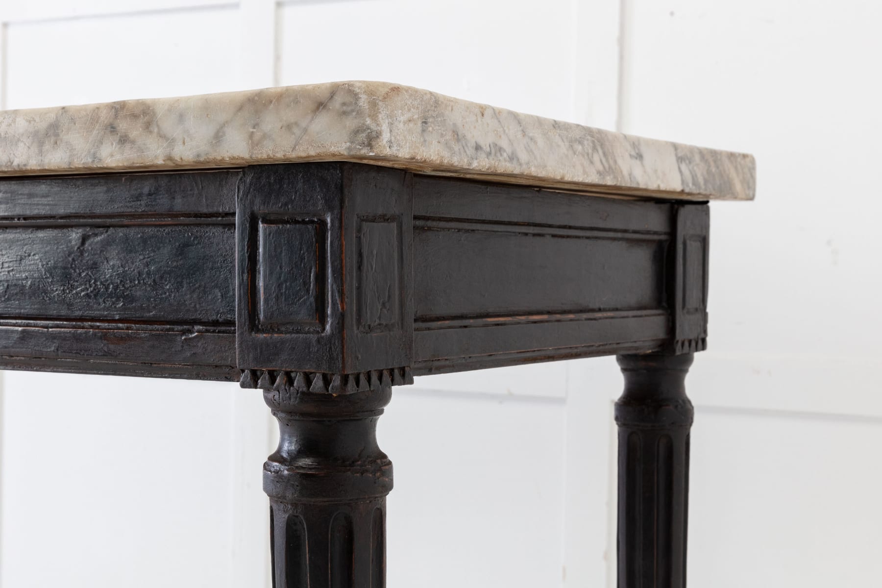 18th Century French Ebonised Console Table with Marble Top