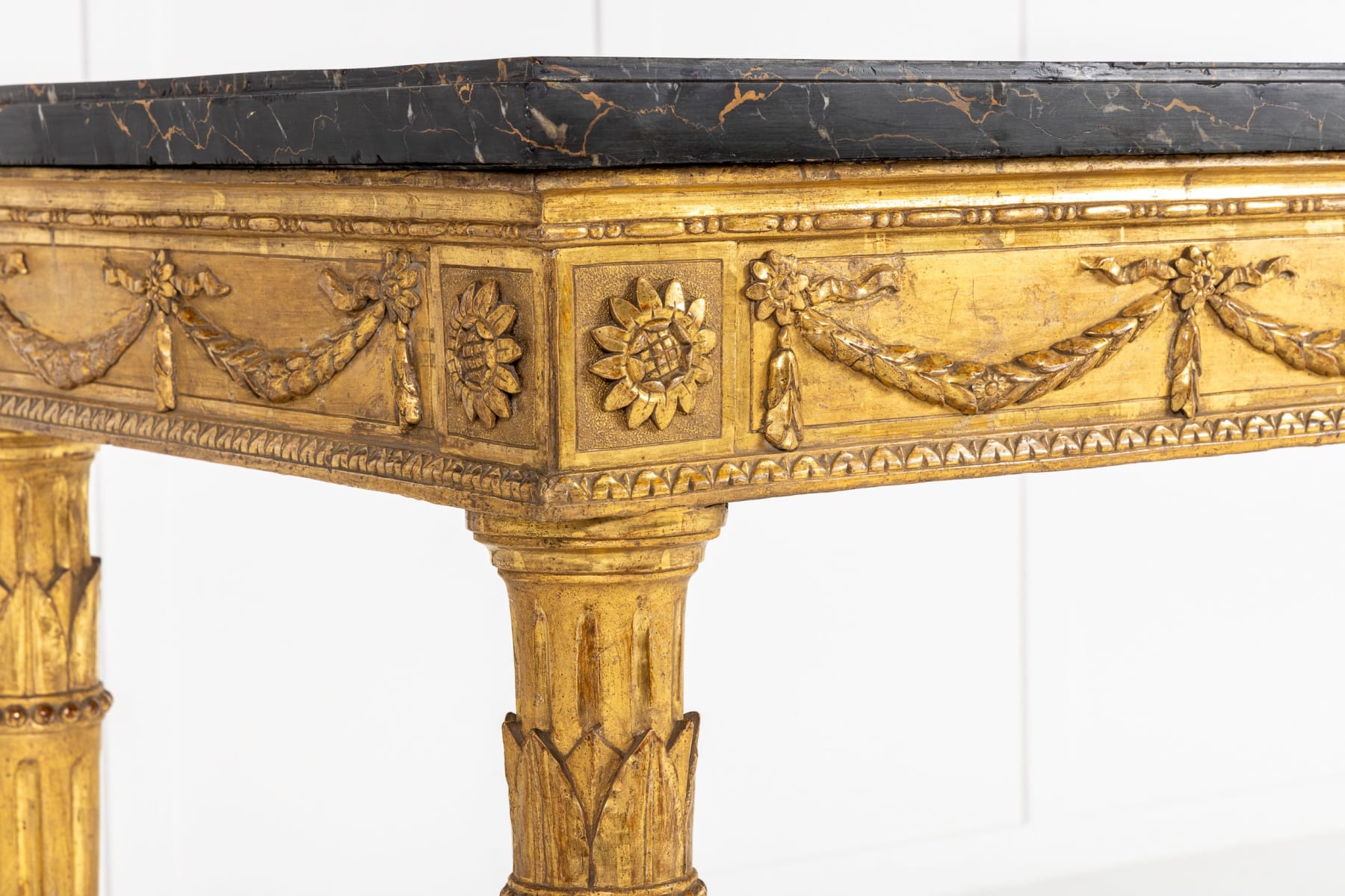 Late 18th Century Italian Giltwood Console Table with Marble Top