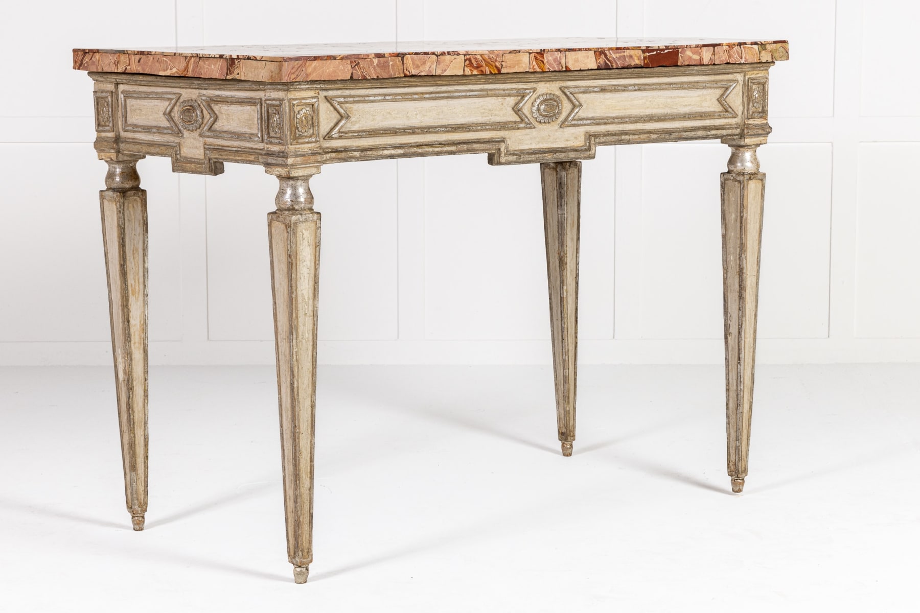 18th Century Italian Gilt and Painted Console Table with Marble Top