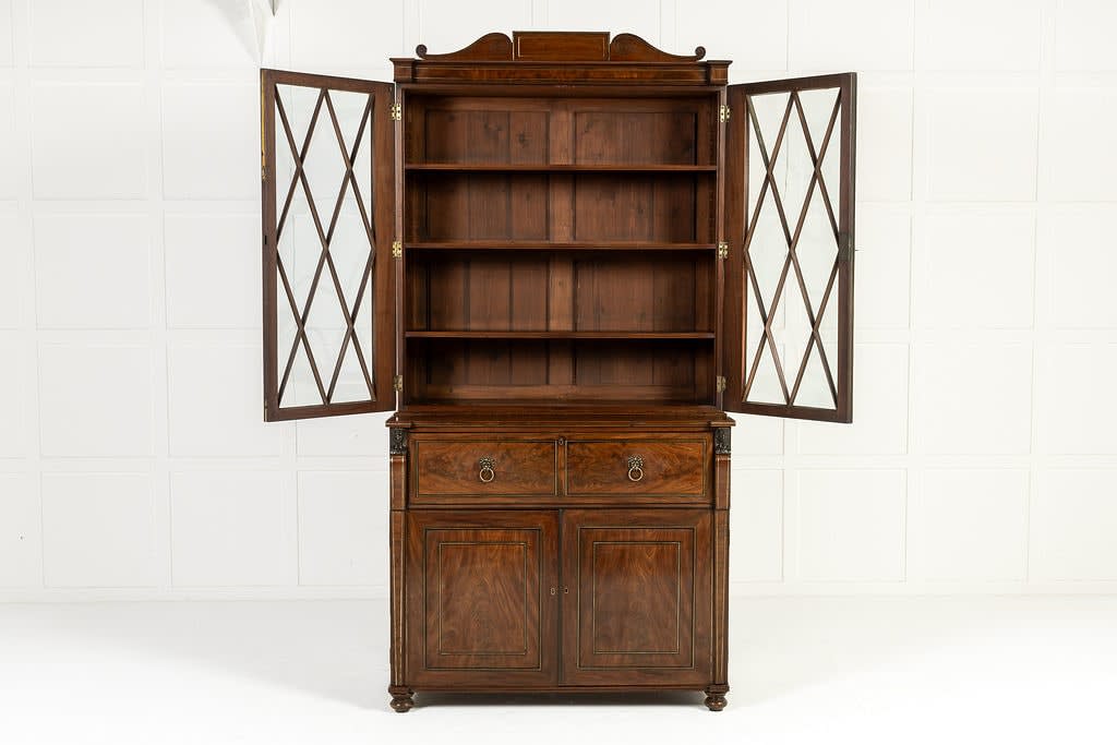 Grand Scale 19th Century English Regency Mahogany Secretaire Bookcase