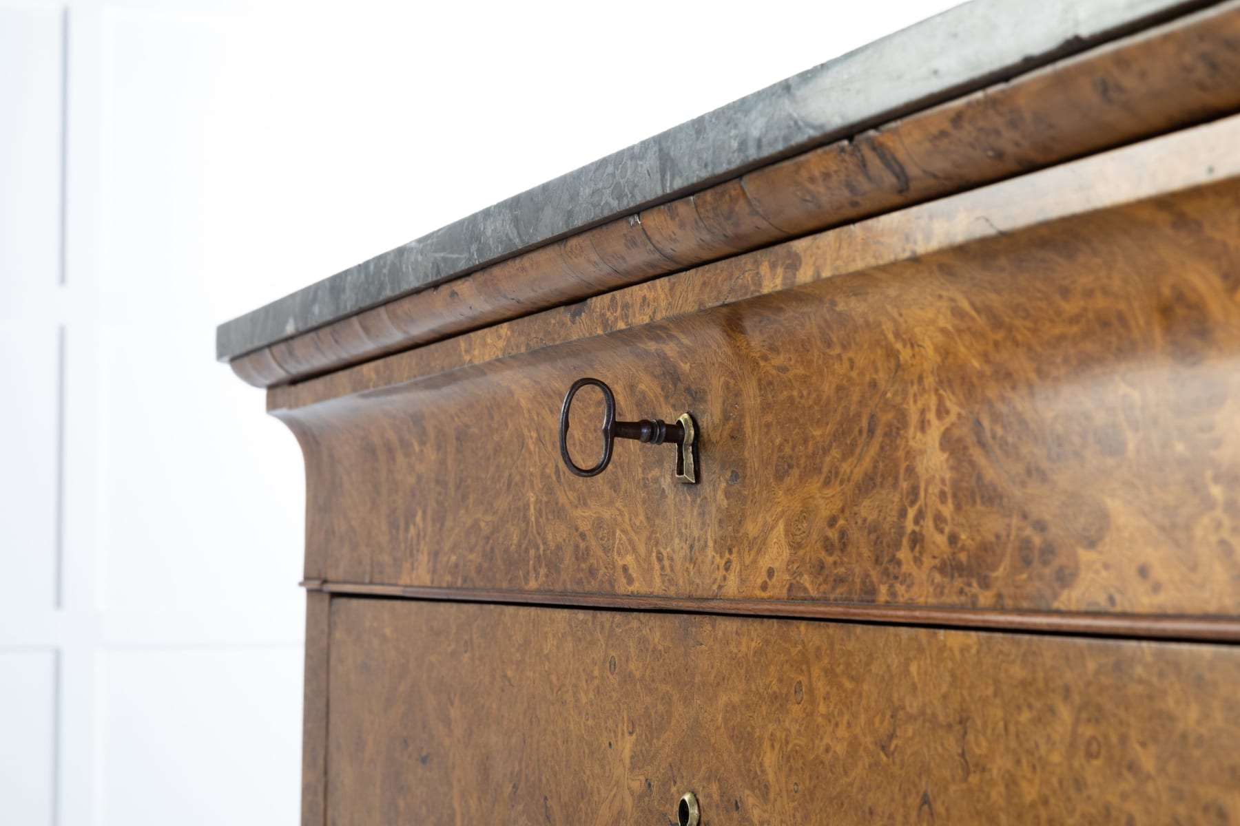 SOLD, 19th Century Burr Oak Commode with Marble Top
