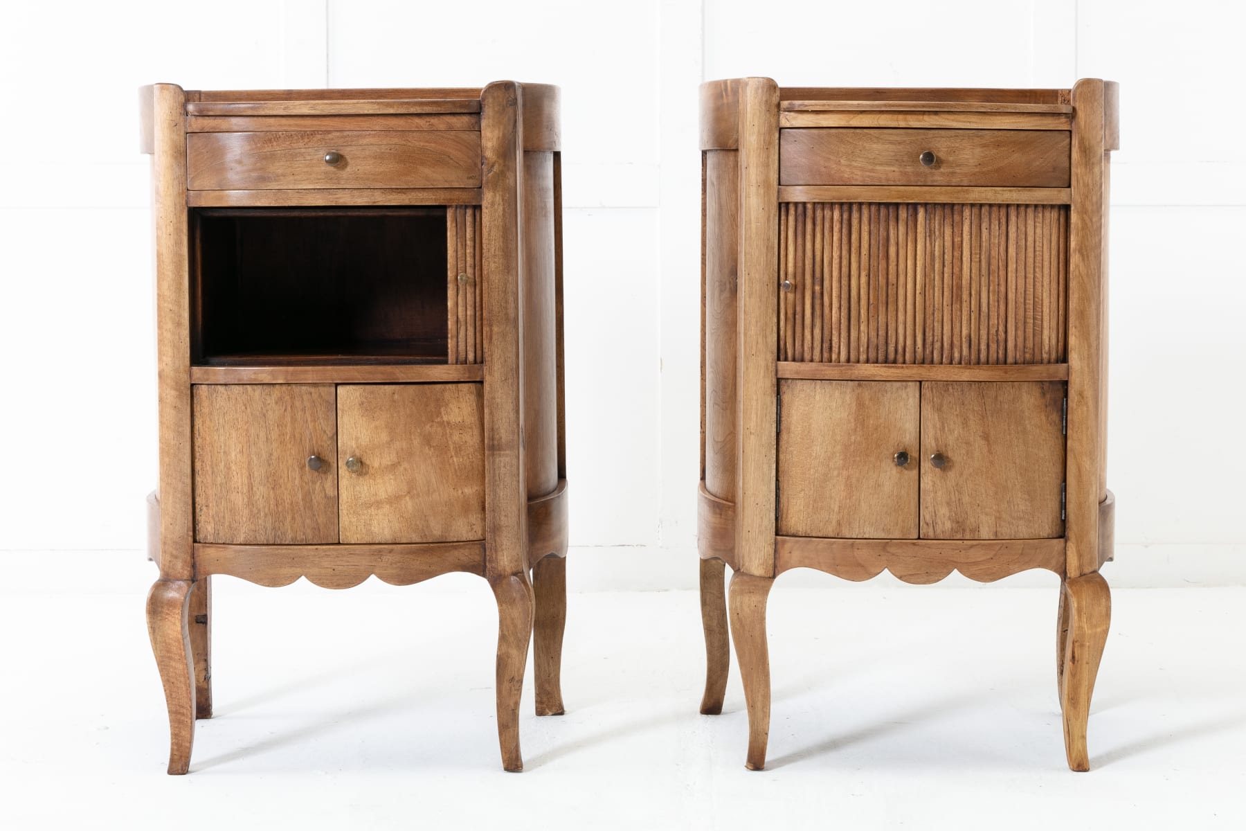 SOLD, Pair of Italian Walnut Nightstand Cabinets