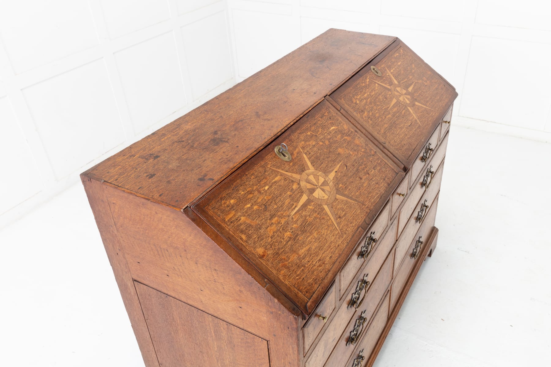 18th Century Estate Oak & Ash English Bureau