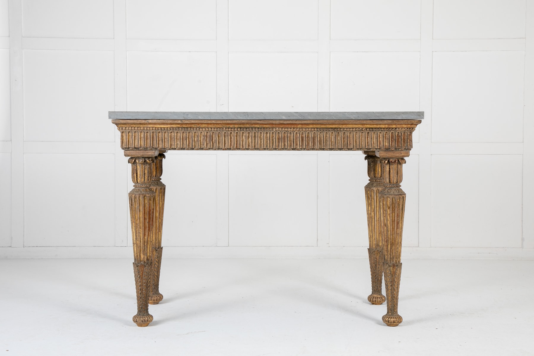 18th Century Italian Gilded Console Table with Marble Top