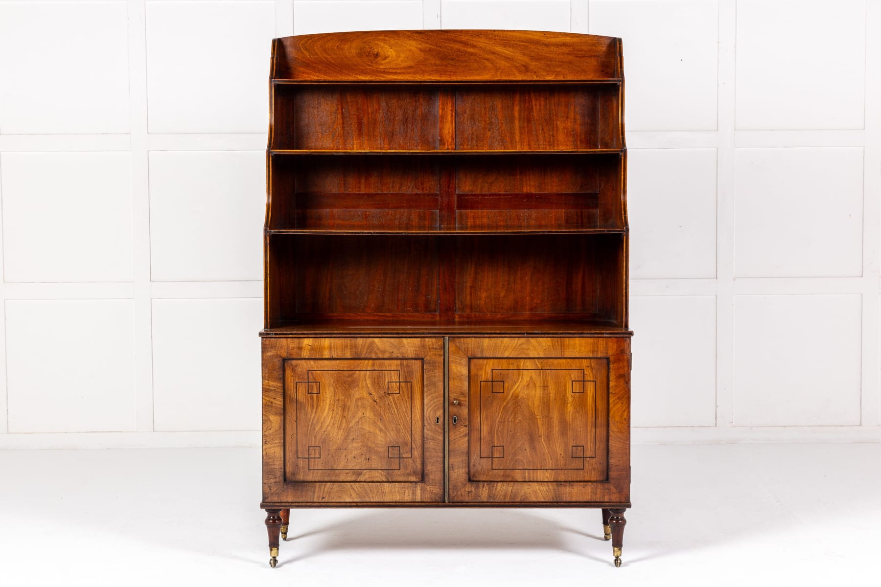 19th Century English Regency Mahogany Waterfall Bookcase