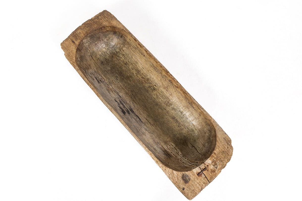 Large 19th Century Decorative Wooden Dough Bowl