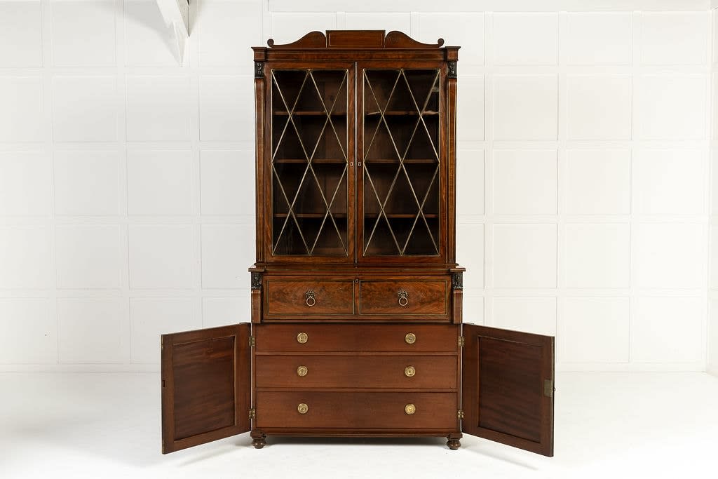 Grand Scale 19th Century English Regency Mahogany Secretaire Bookcase