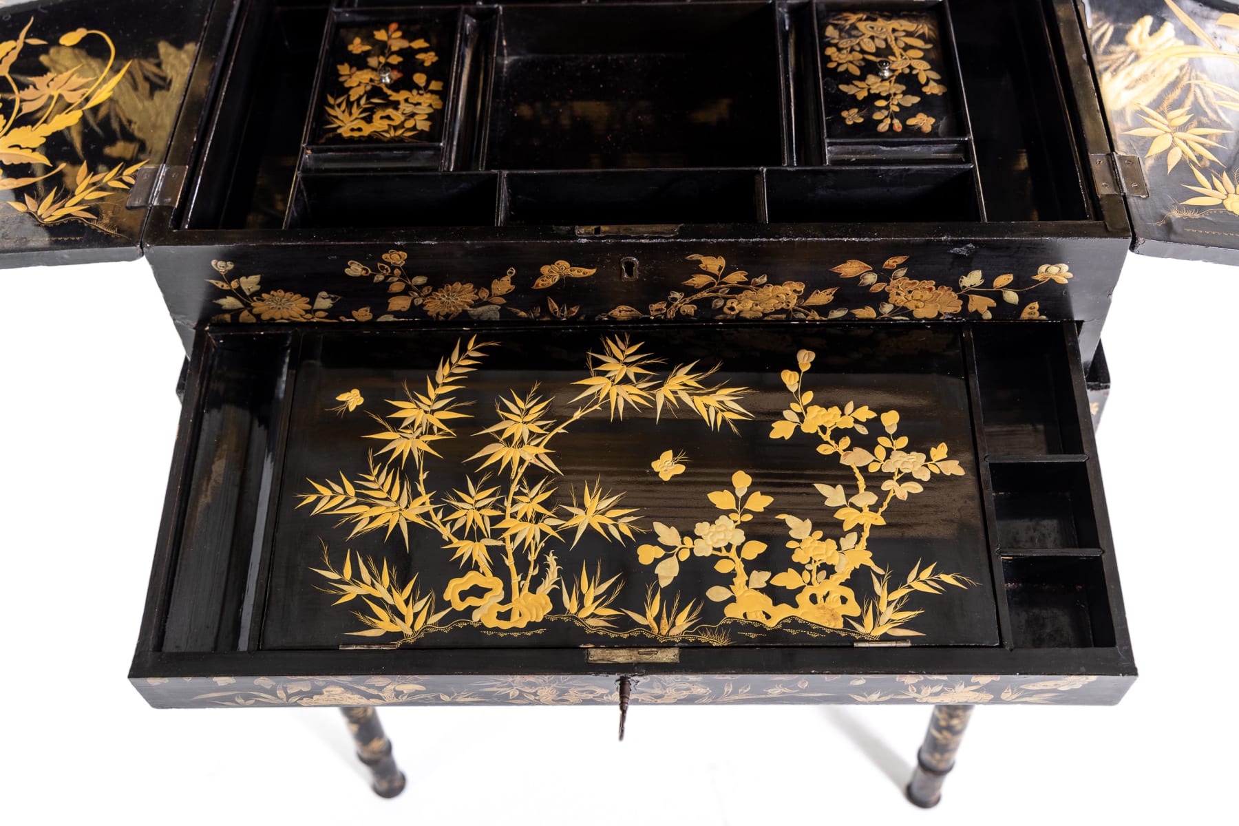 19th Century Chinese Export Lacquer Writing Table/Cabinet