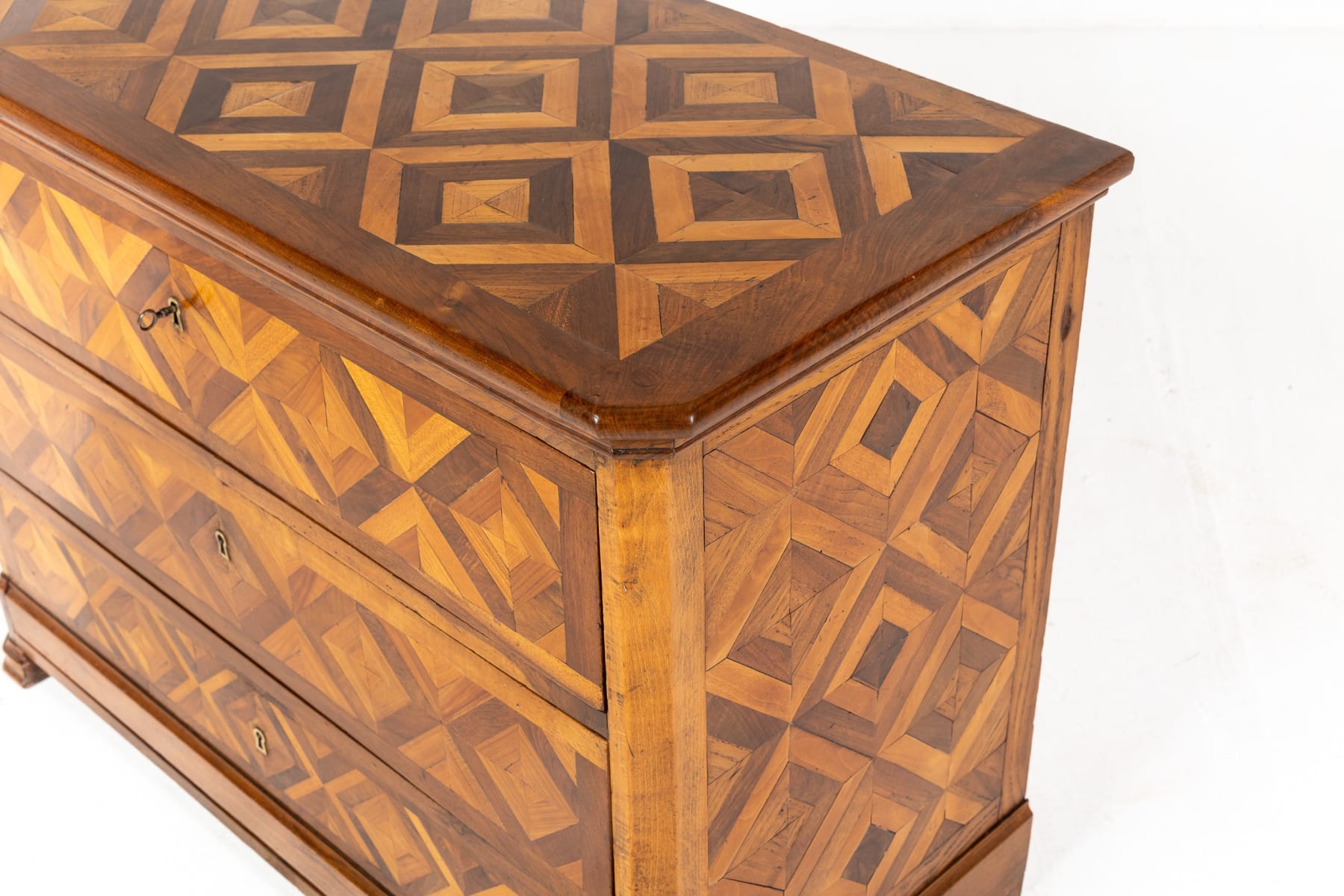 19th Century French Walnut Parquetry Commode