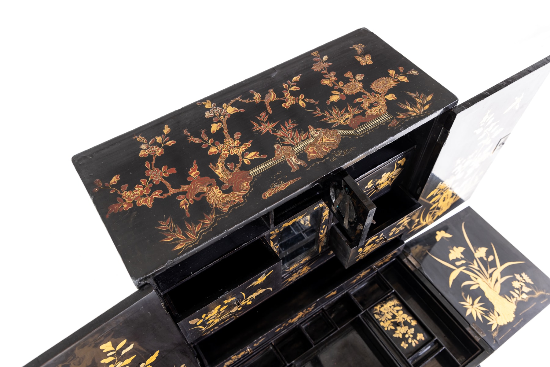 19th Century Chinese Export Lacquer Writing Table/Cabinet