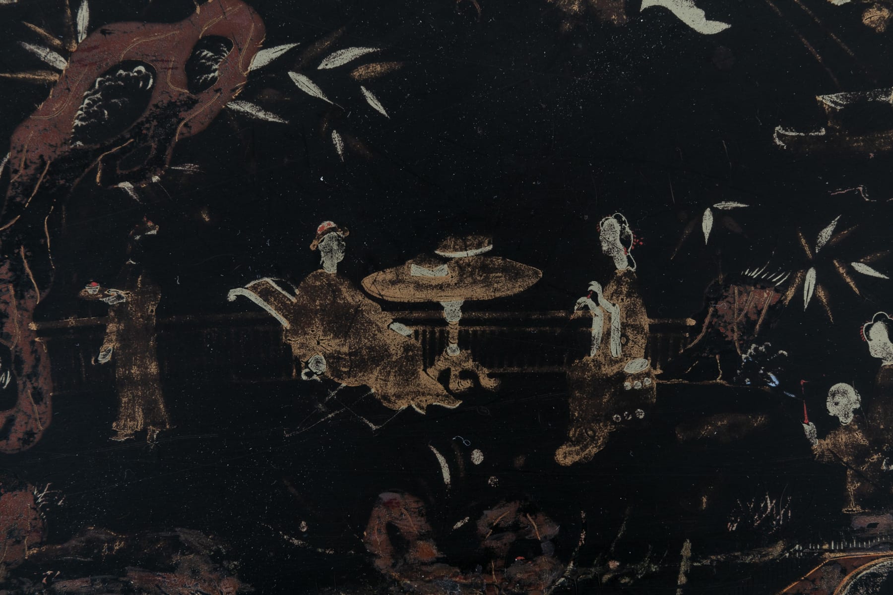 SOLD, 19th Century English Regency Chinese Black Lacquer and Gilt Table