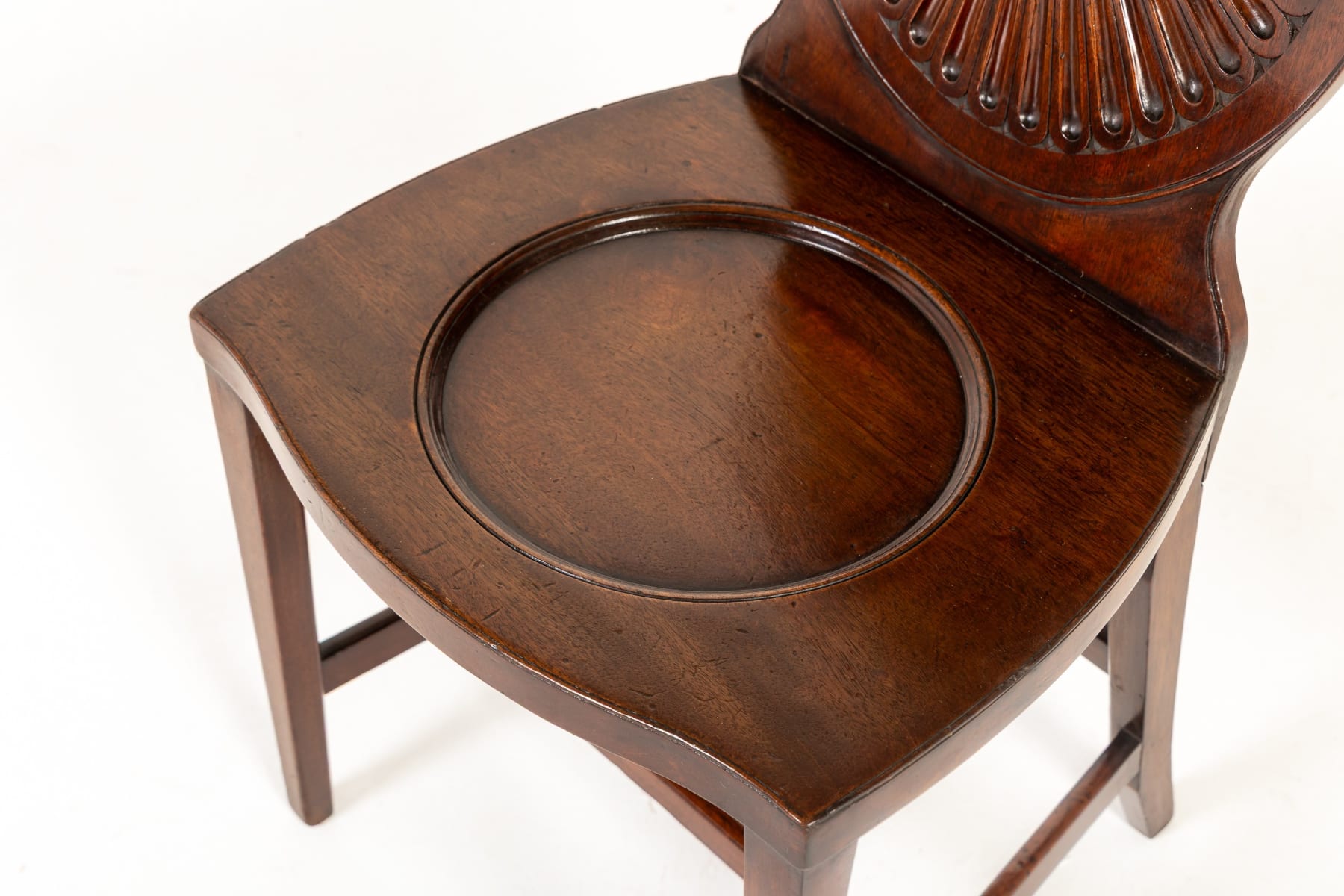 Pair of 19th Century George III English Mahogany Hall Chairs