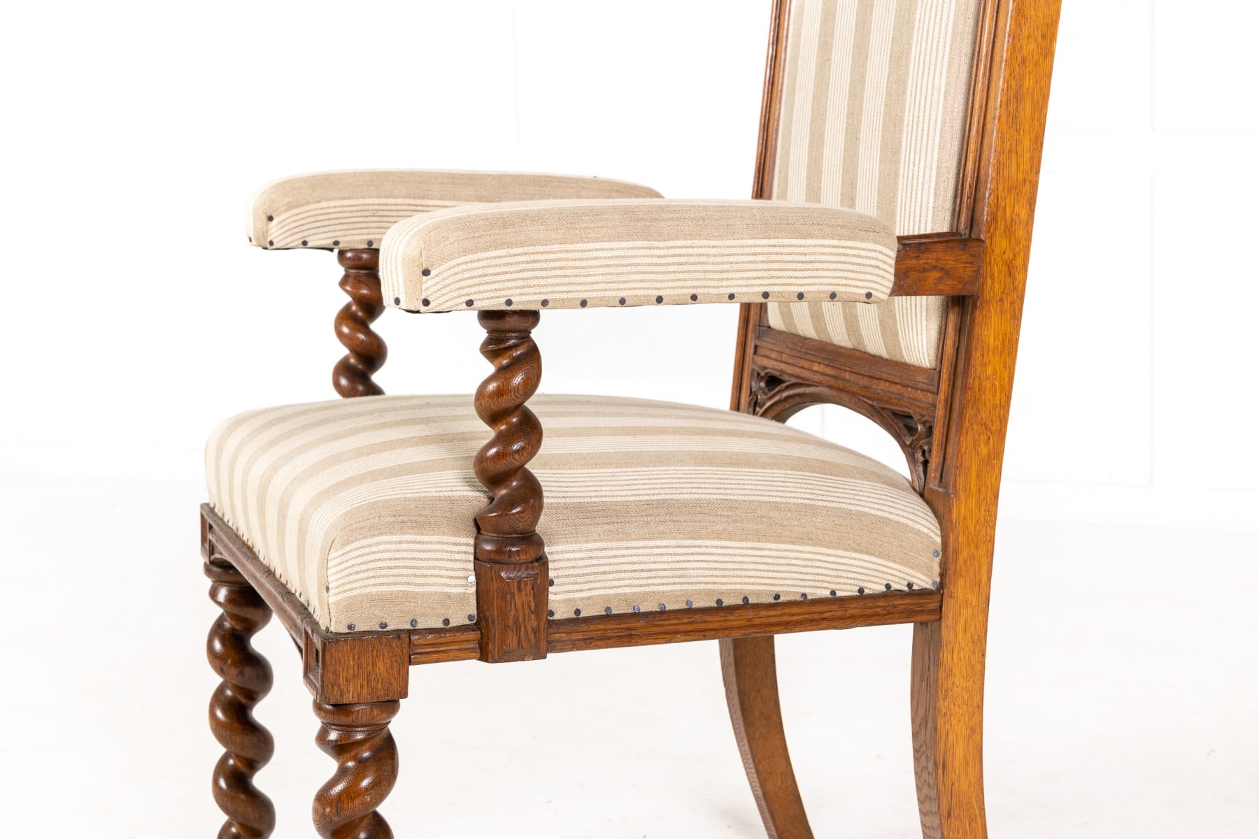 19th Century English Gothic Oak Armchair