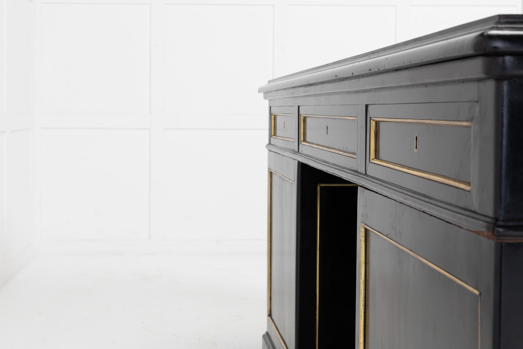 French Ebonised Pedestal Desk C.1900