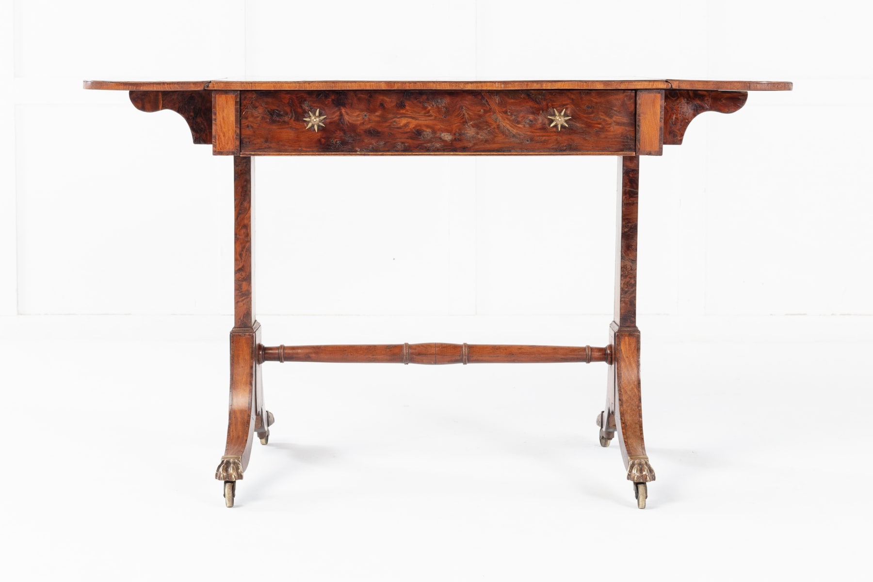 SOLD, 19th Century English Regency Burr Yew Sofa Table