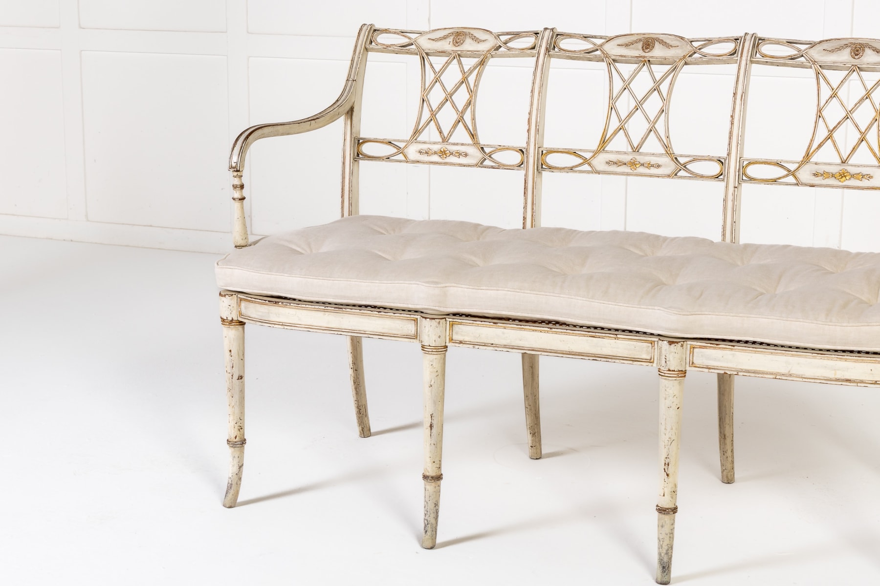 19th Century English Regency Painted and Gilt Settee