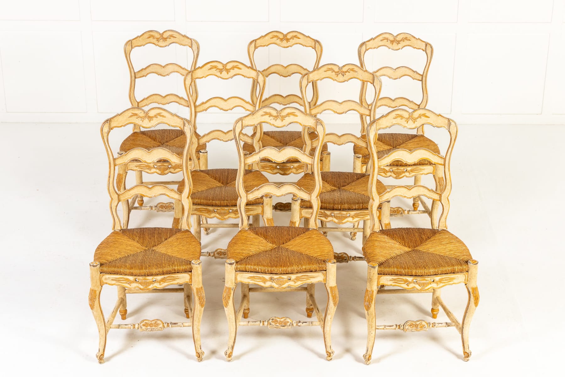 Set of Eight French Painted Chairs c.1940