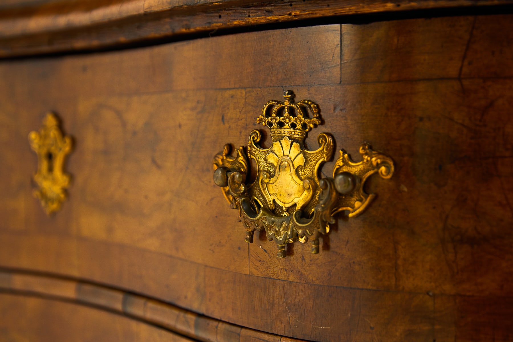 SOLD, 18th Century German Double Dome Walnut Bureau Cabinet