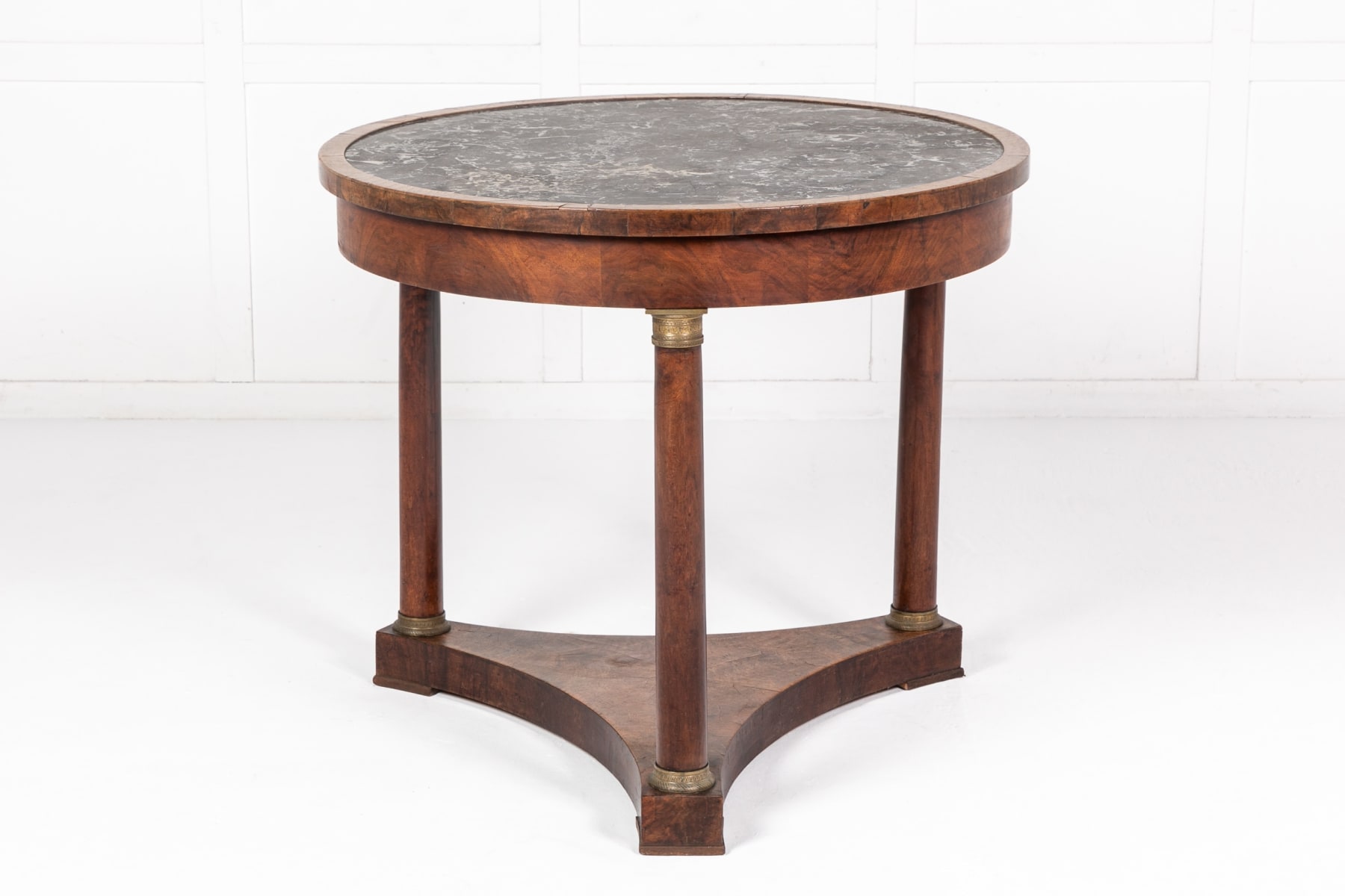 19th Century French Walnut Guéridon with Marble Top