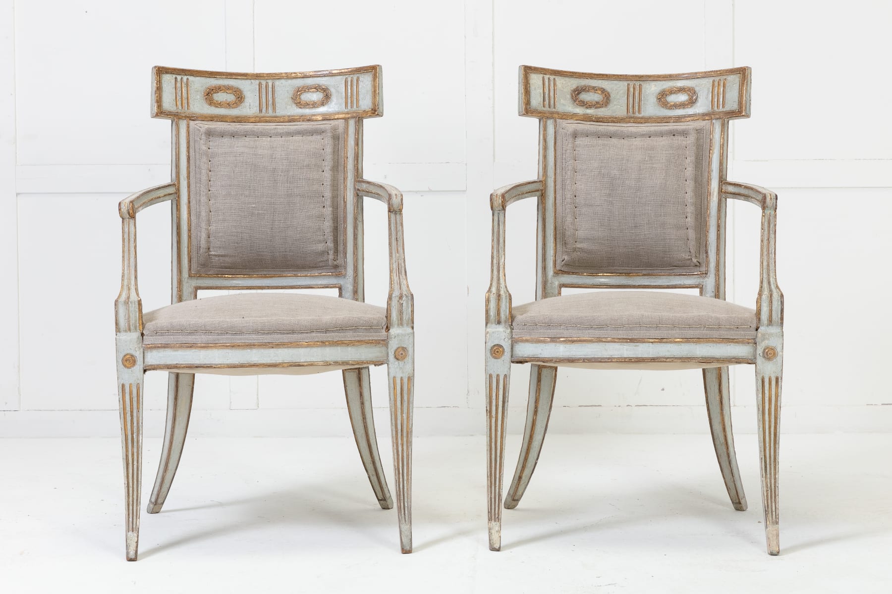 Pair of 18th Century Italian Original Paint and Gilt Chairs