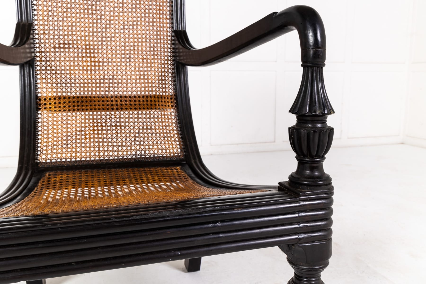 Large 19th Century Anglo-Indian Ebony Library Armchair