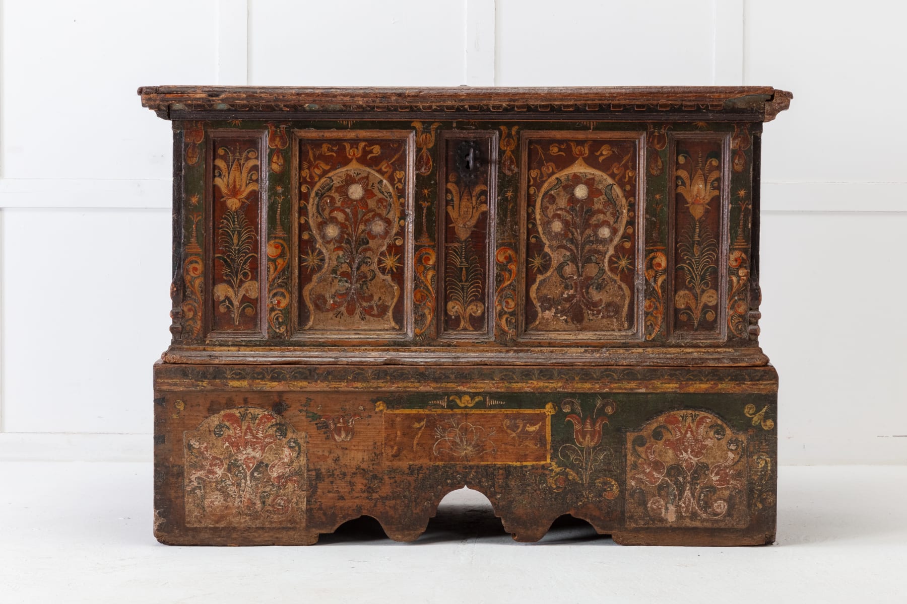 18th Century Painted Trunk on Stand