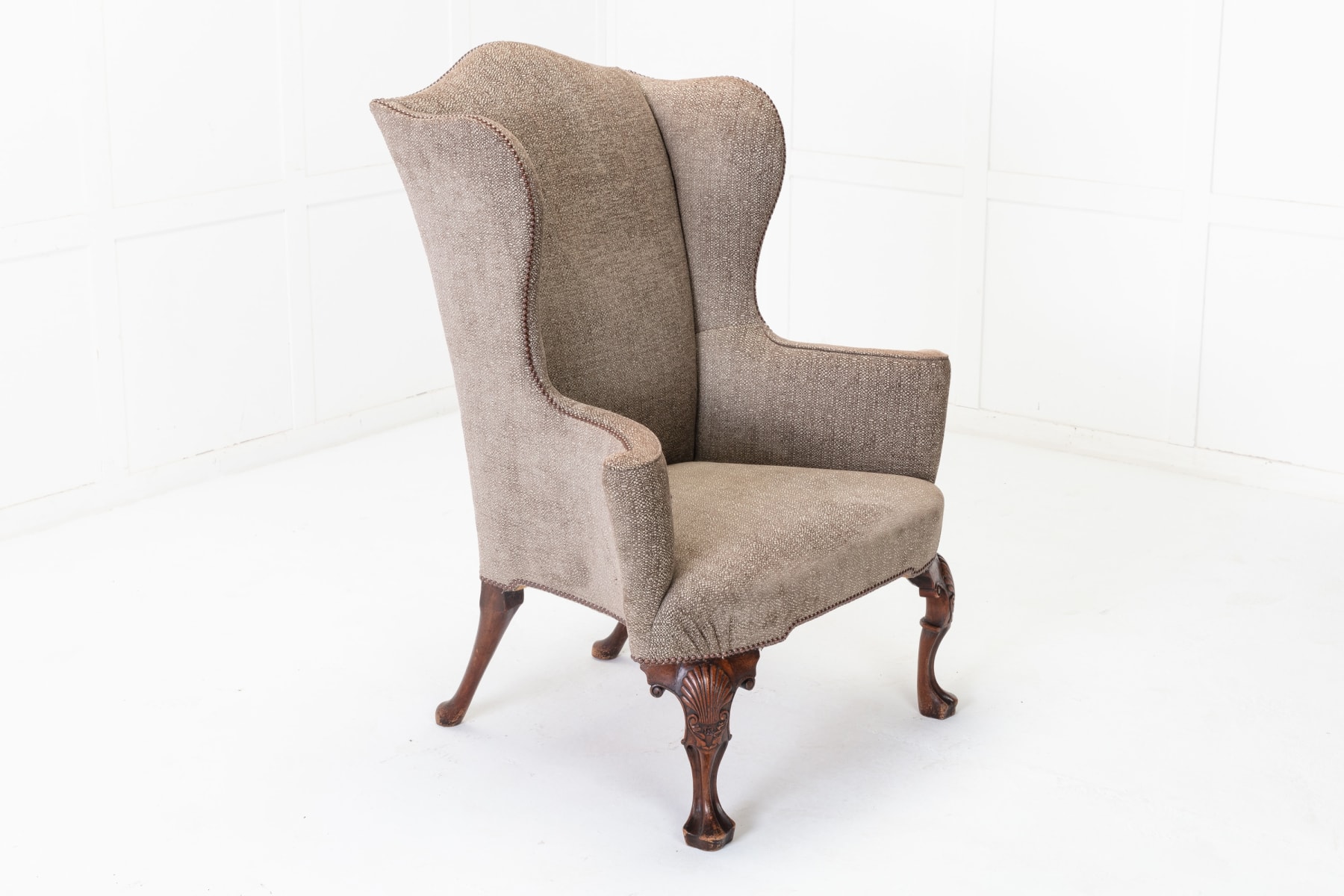 SOLD, 1930s Walnut Wing Chair