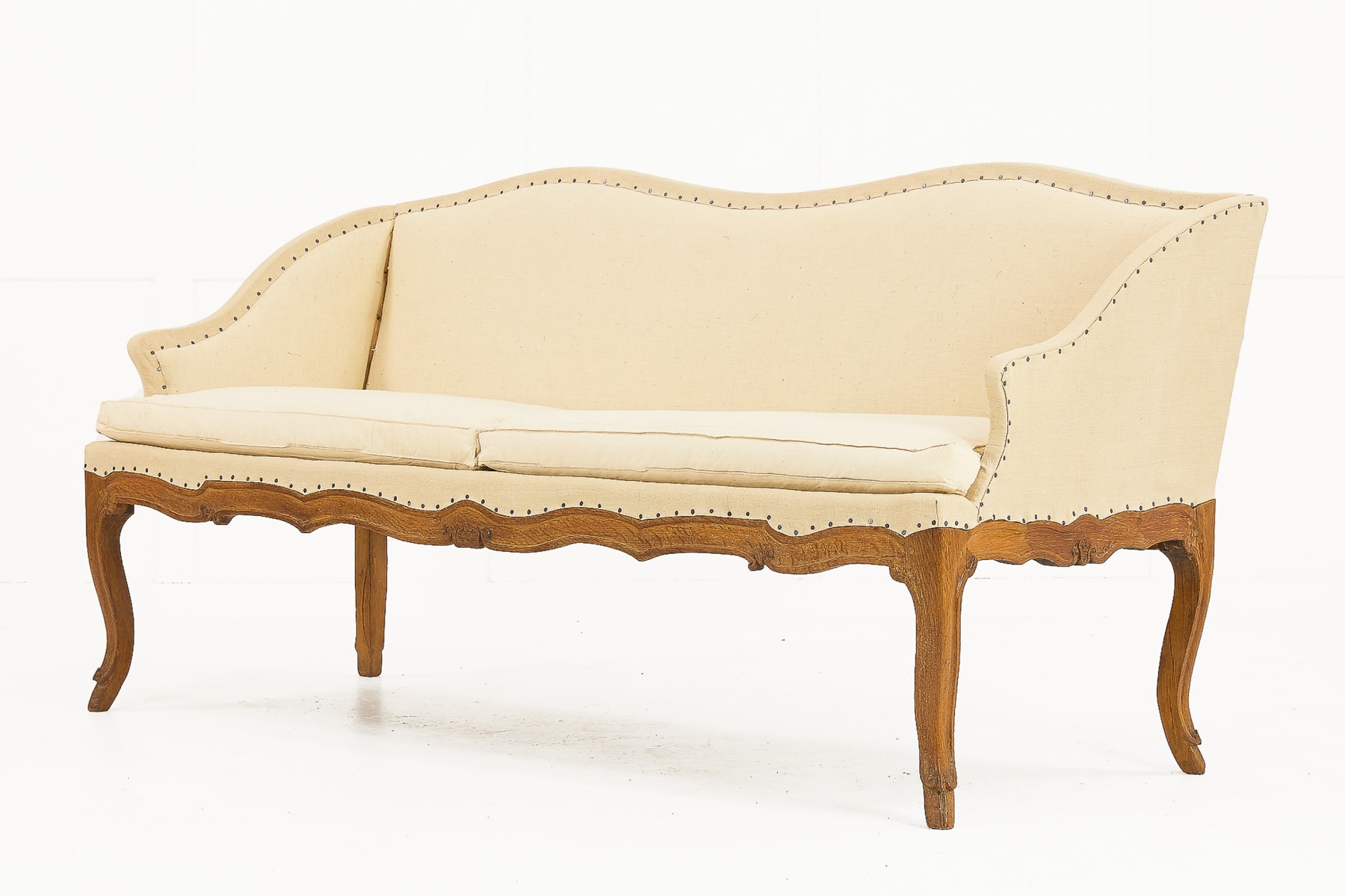 1930s French Carved Oak Sofa