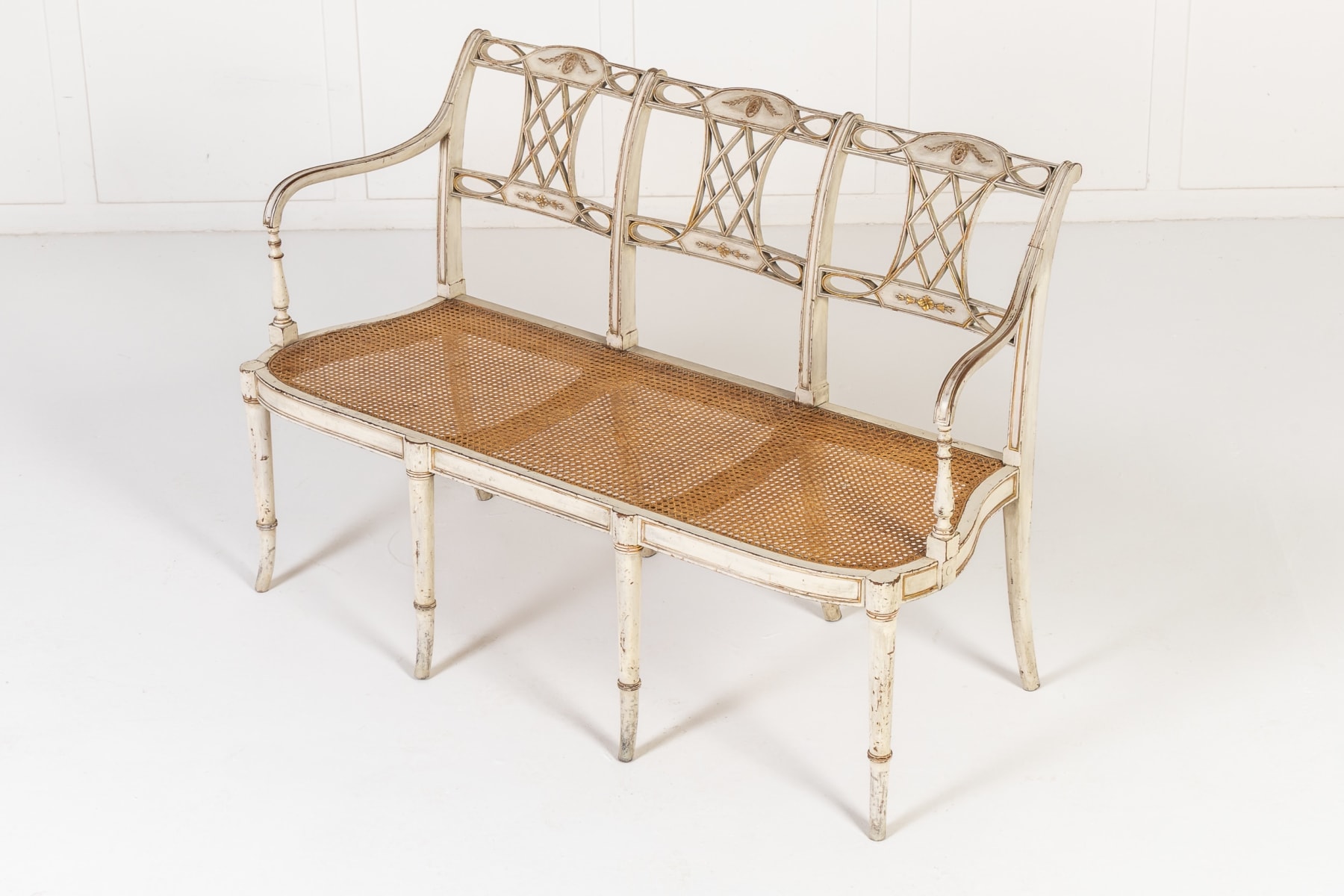 19th Century English Regency Painted and Gilt Settee