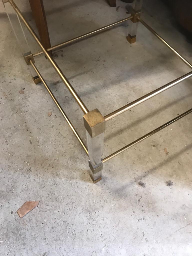 Pair of Lucite and Glass Tables